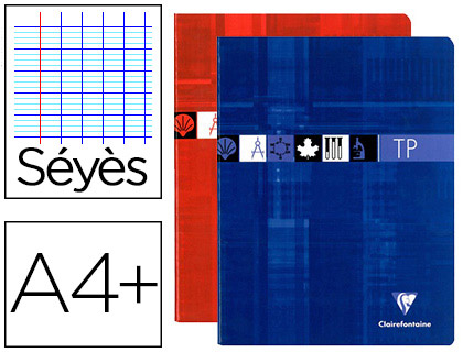 Cahier piqué clairefontaine travaux pratiques papier vélin velouté a4+ 24x32cm 64 pages 32 séyès/32 unies 90g