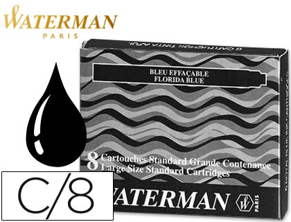 Cartouche waterman longue standard encre noire étui 8 unités