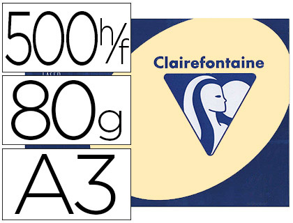 Papier couleur clairefontaine trophée multifonction a3 80g/m2 jaune canari paquet 500 feuilles
