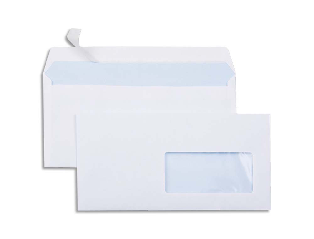 Enveloppe économique dl 110x220mm 80g adhésive fenêtre 45x100mm coloris blanc boîte 500 unités