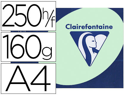 Papier couleur clairefontaine trophée multifonction a4 160g/m2 vert pastel paquet 250 feuilles