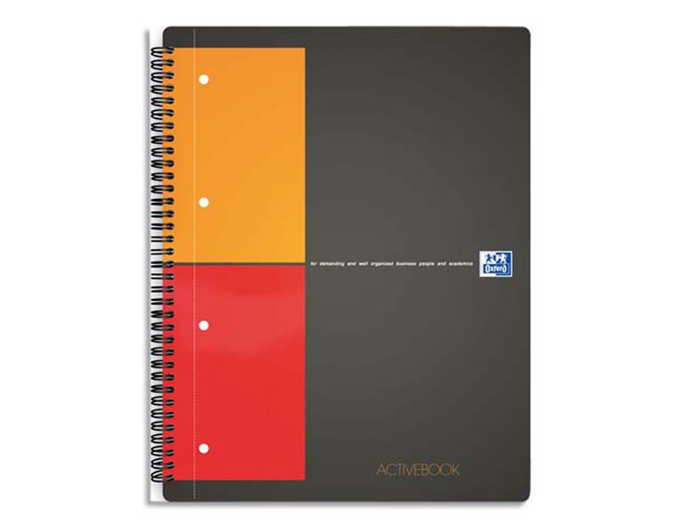 Cahier oxford active book optik paper couverture polypropylène pochette rangement a4+ 21x32cm 160 pages 5x5mm