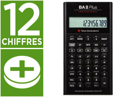 Calculatrice texas instruments financière ba ii plus scientifique professionnel valeur argent temps 156x81x15mm 151.8g
