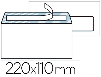 Enveloppe économique dl 110x220mm 80g adhésive fenêtre 35x100mm coloris blanc boîte 500 unités