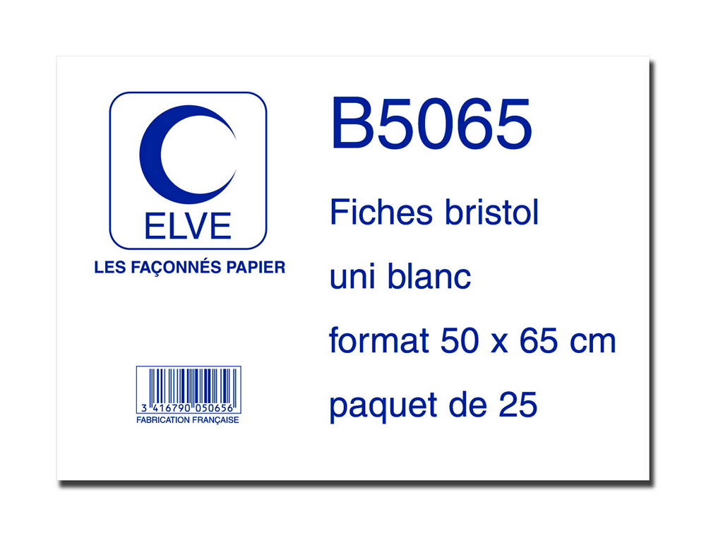 Feuille bristol elve 50x65cm 190g uni blanc