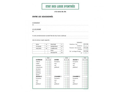 État des lieux exacompta entrée sortie liasse 2 feuilles
