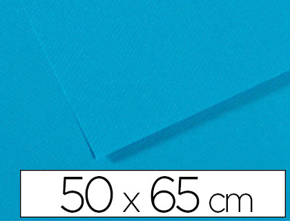 Papier dessin canson feuille mi-teintes nº595 grain gélatiné haute teneur coton 160g 50x65cm unicolore bleu turquoise