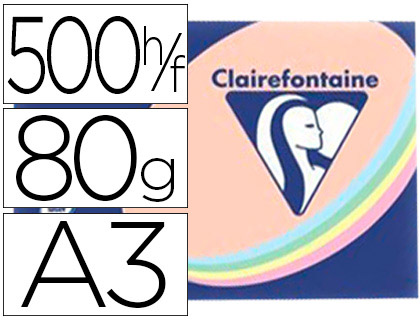 Papier couleur clairefontaine trophée multifonction a3 80g/m2 couleurs assorties pastel paquet 500 feuilles