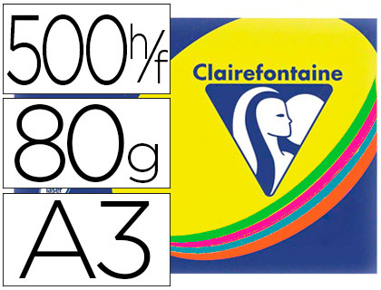 Papier couleur clairefontaine trophée multifonction a3 80g/m2 couleurs assorties intenses paquet 500 feuilles