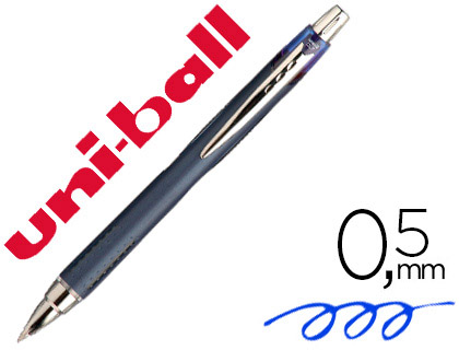 Stylo-bille uniball jetstream rt écriture moyenne 0.5mm encre gel rétractable grip antiglisse agrafe métal coloris bleu