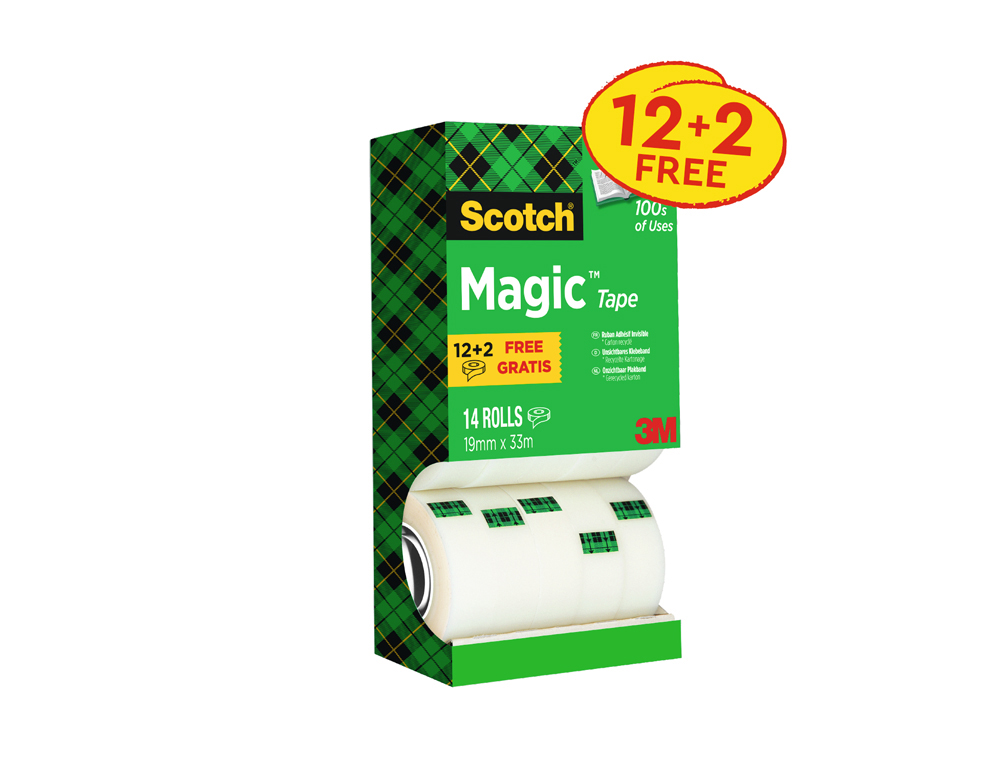 Ruban adhésif scotch magic 81019m mx33m tour 14 rouleaux dont 4 gratuits