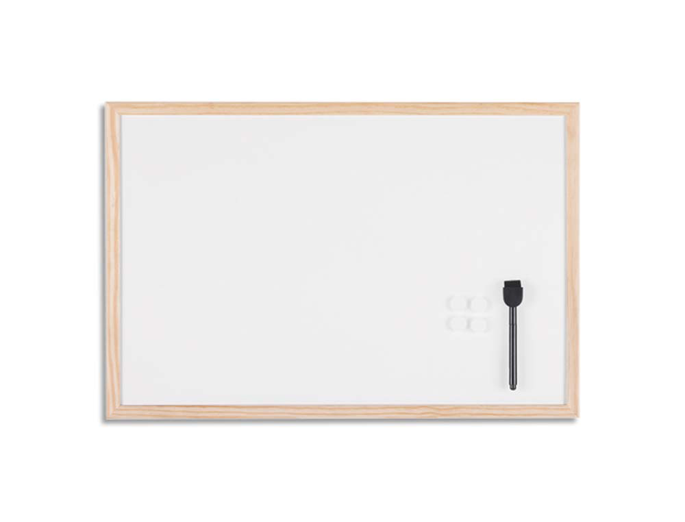 Tableau bi-office cadre bois magnétique 2 aimants 1 feutre noir système accrochage 40x60cm