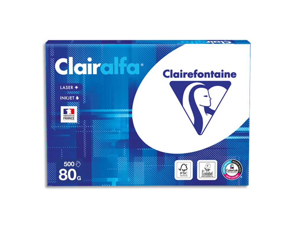 Papier clairefontaine clairalfa extra blanc a4 80g/m2 blancheur 170 opacité 93 rigidité 135 500 feuilles