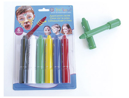 Stick maquillage oz international grim'tout système twist nettoyage eau savon coloris assortis lot 6 unités