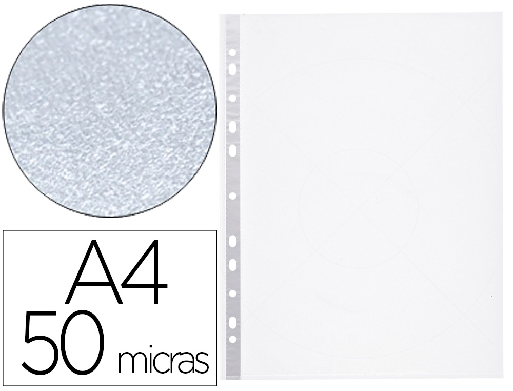 Pochette q-connect polypropylène grainé 5/100e eco perforée antistatique a4 210x297mm sachet 10 unités