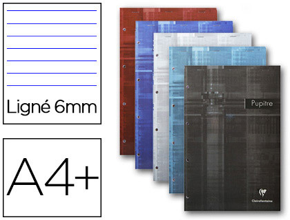 Bloc-notes pupitre clairefontaine couverture pelliculée agrafé en tête a4 90g 280 pages détachables travers marge