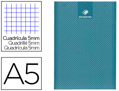 Bloc bureau conquerant sept éco agrafé en tête couverture semi envelopante rainurée a5 148x210mm 100f 56g 5x5 bleu
