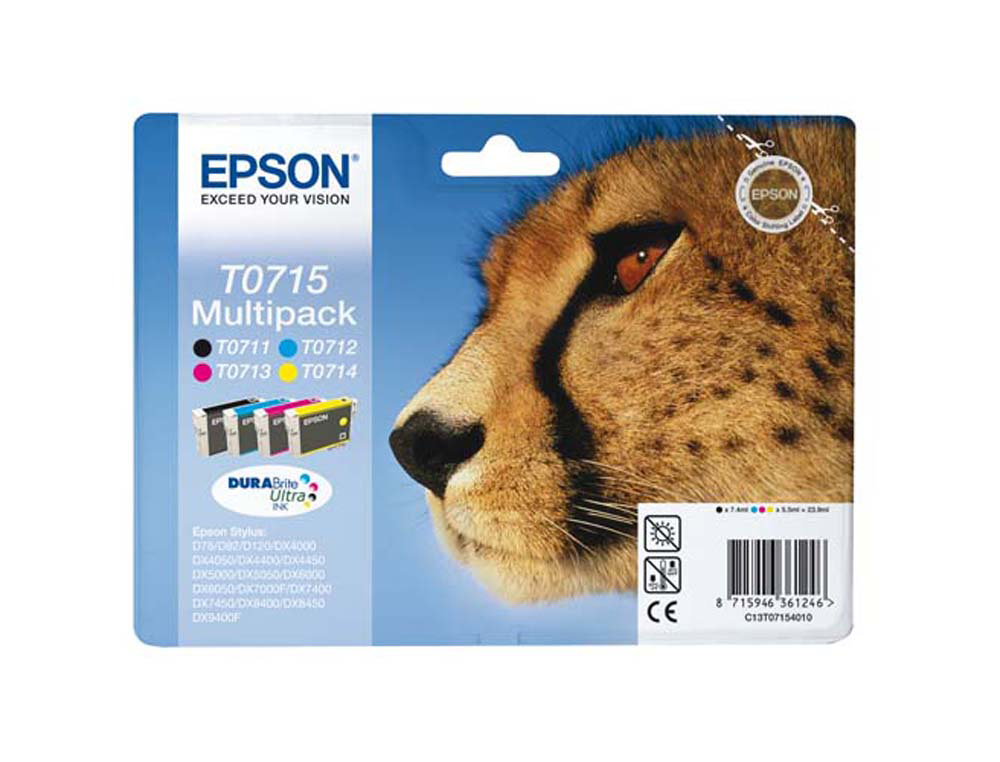 Cartouche d'encre original epson c13t07154010 noir/cyan/magenta/jaune pack 4 couleur