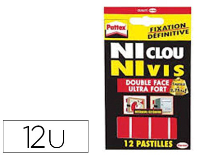 Pastille adhésive pattex ni clou ni vis double face supporte 2.75kg ultra fort étui 10 pastilles