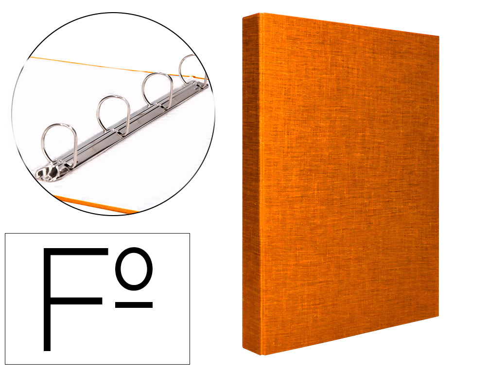 Classeur liderpapel 4 anneaux ronds 25mm a4+ carton rembordé paper coat coloris orange