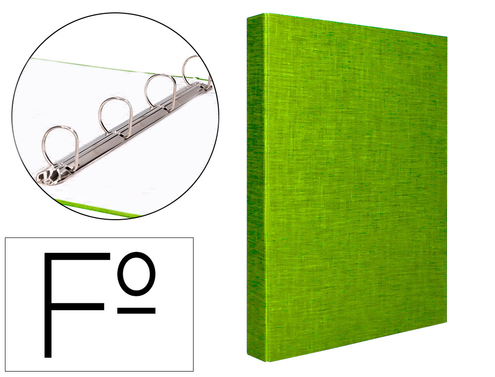 Classeur liderpapel 4 anneaux ronds 25mm a4+ carton rembordé paper coat coloris vert clair