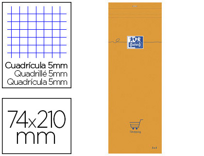Bloc oxford shopping agrafé en tête 74x210mm 80f