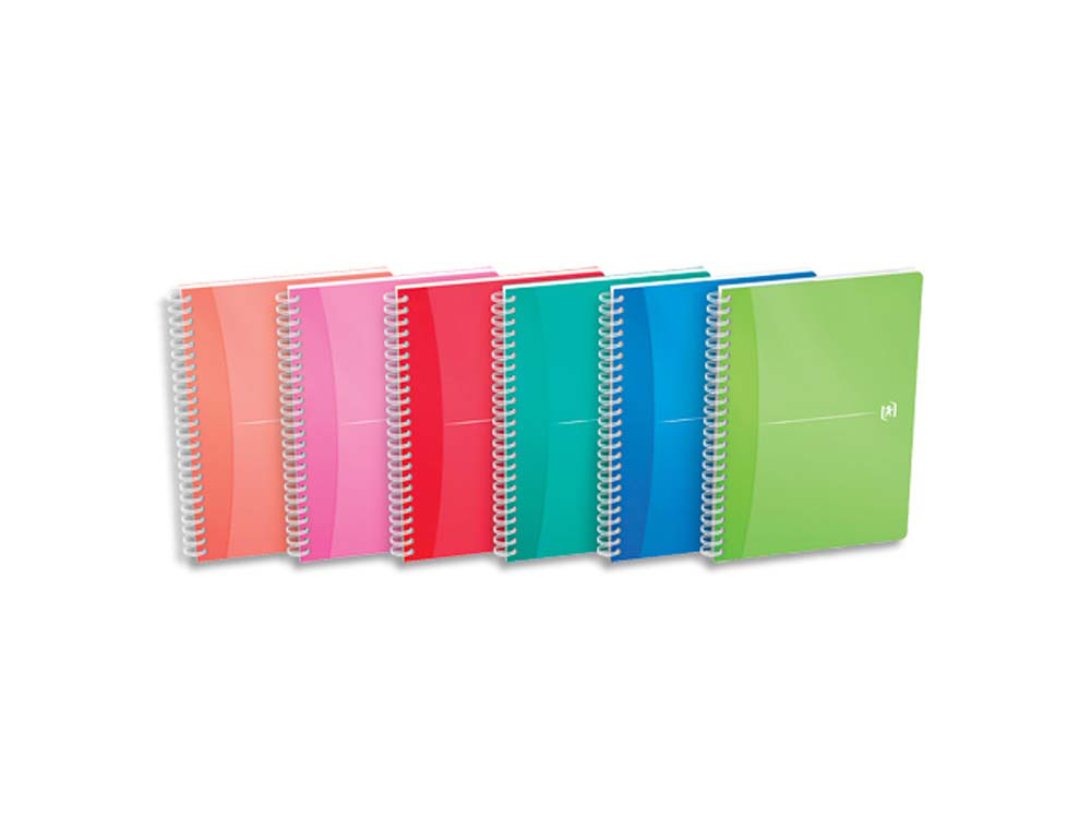 Cahier spirale oxford reliure intégrale my colours optik paper a5 14,8x21cm 180 pages 90g 5x5mm coloris assortis