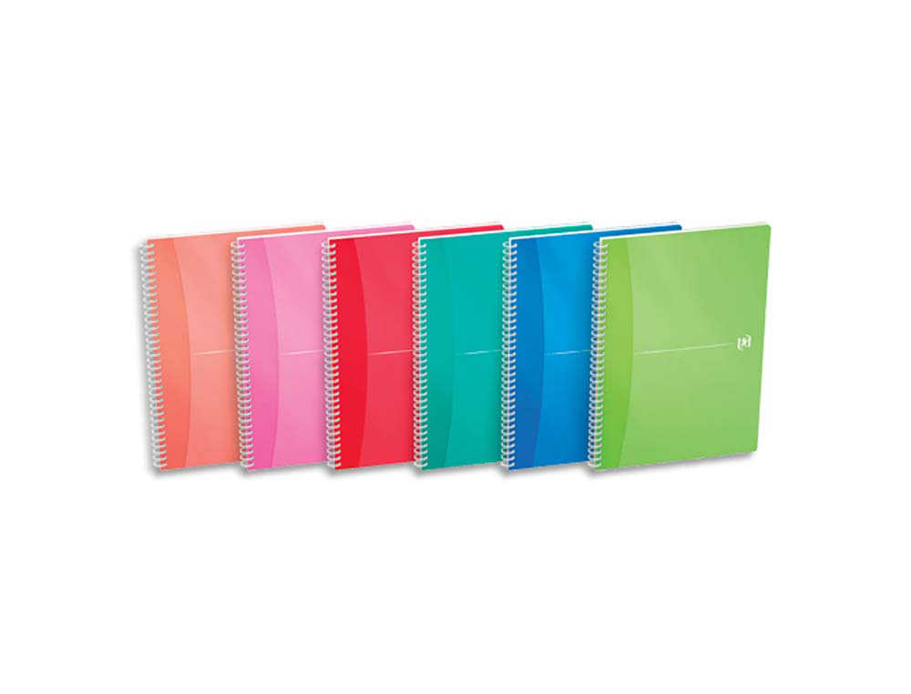 Cahier spirale oxford reliure intégrale my colours optik paper a4 21x29,7cm 180 pages 90g 5x5mm coloris assortis