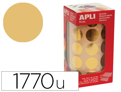 Gommette métallisée apli agipa ronde diamètre 20mm coloris or rouleau 1770 unités