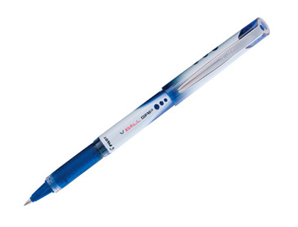 Roller pilot vball grip écriture large 1mm pointe acier inoxydable niveau encre liquide visible grip caoutchouc bleu