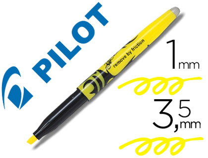 Surligneur pilot frixion light écriture 1/3.3mm encre thermosensible effaçage par frottement coloris jaune