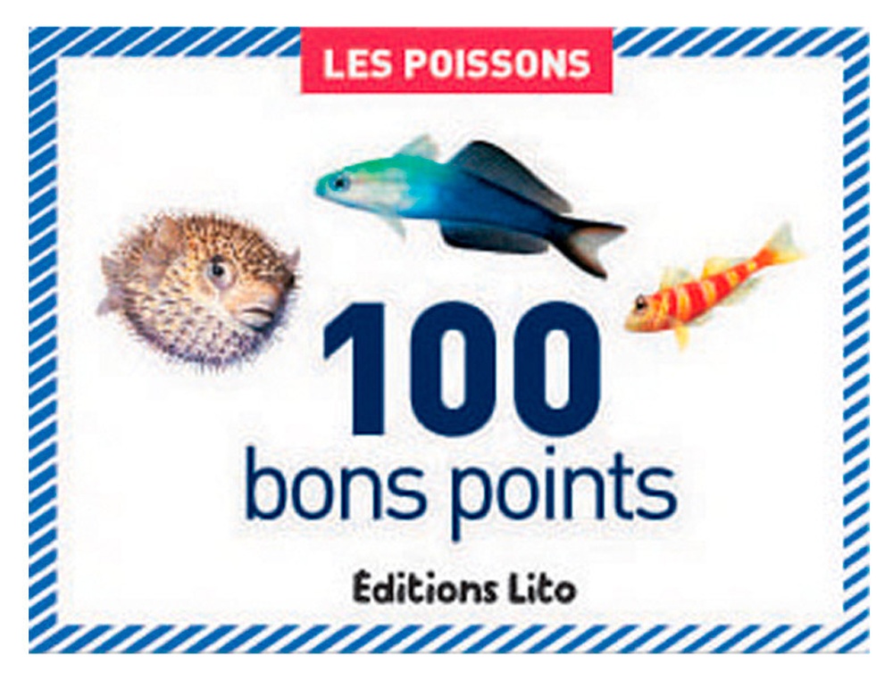Bon point éditions lito les poissons texte pédagogique au verso 61x82mm boîte 100 unités
