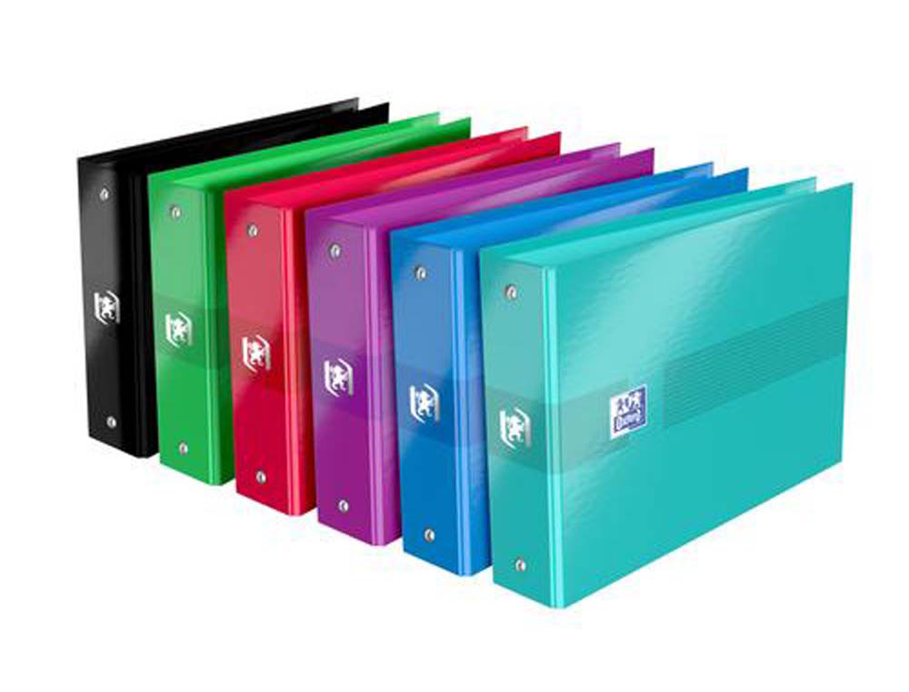Classeur oxford color life 2 anneaux 25mm carte pelliculée a5 245x165mm 8 coloris assortis