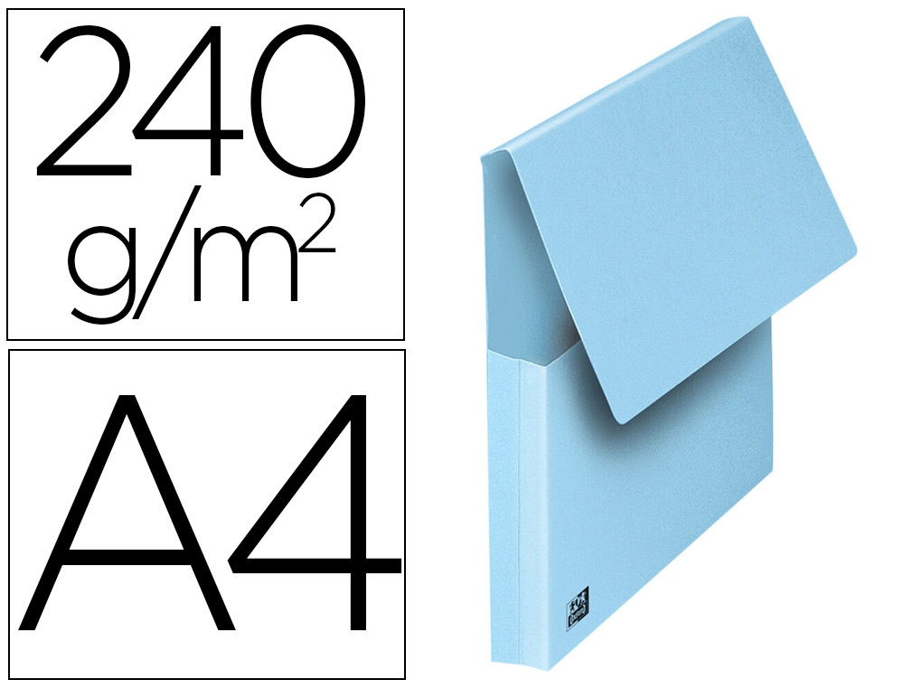 Pochette carton vip oxford 240g/m2 320x240mm capacite    30mm document a4 210x297mm    rabat fermeture bleu clair