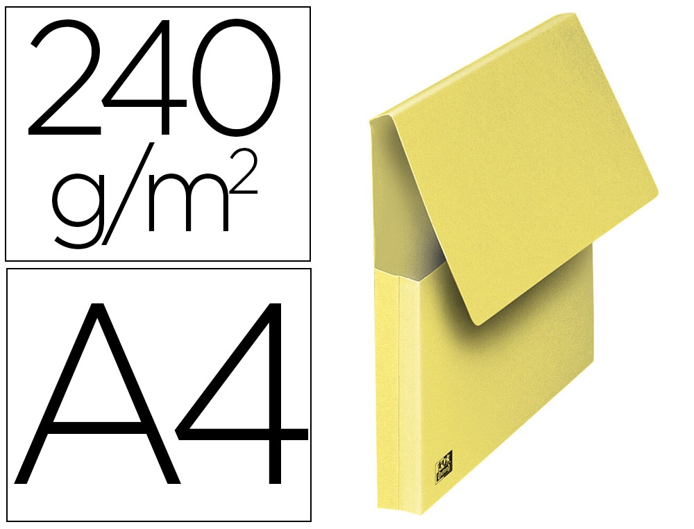 Pochette carton vip oxford 240g/m2 320x240mm capacite    30mm document a4 210x297mm    rabat fermeture jaune clair