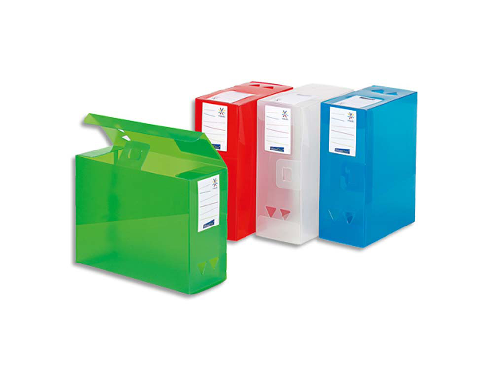 Boîte rangement viquel maxi doc propyglass translucide a4+ dos 120 mm fermeture click 2 anneaux préhension assortis