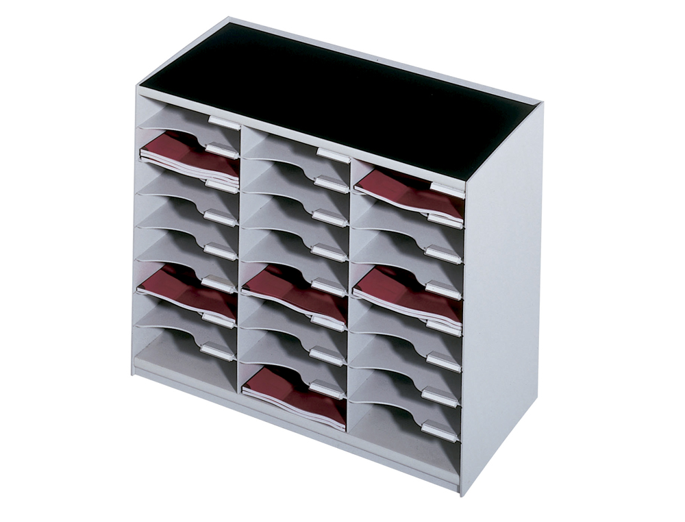 Trieur paperflow monobloc evolution polystyrène 24 cases juxtaposables superposables 54,8x67,4x30,8cm coloris gris