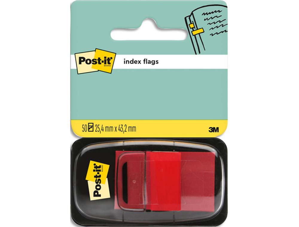 Marque-pages post-it standard index 25x44mm 50f coloris rouge