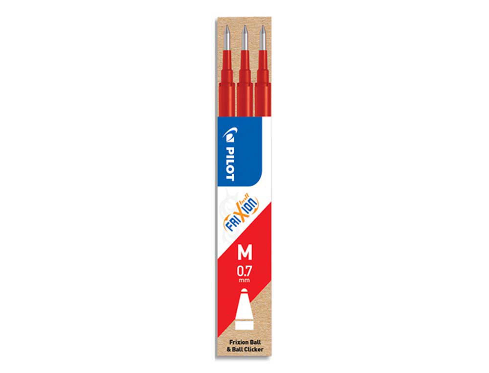 Rec roller pilot frixion ball écriture moyen 0.7mm encre effaçable coloris rouge set 3 uni