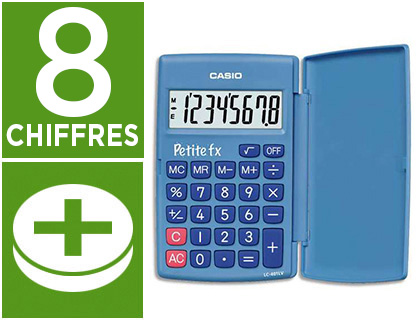 Calculatrice casio scientifique petite fx 4 opérations grand écran spécial enfants mémoire pile 120x75x10.7mm 70g bleu
