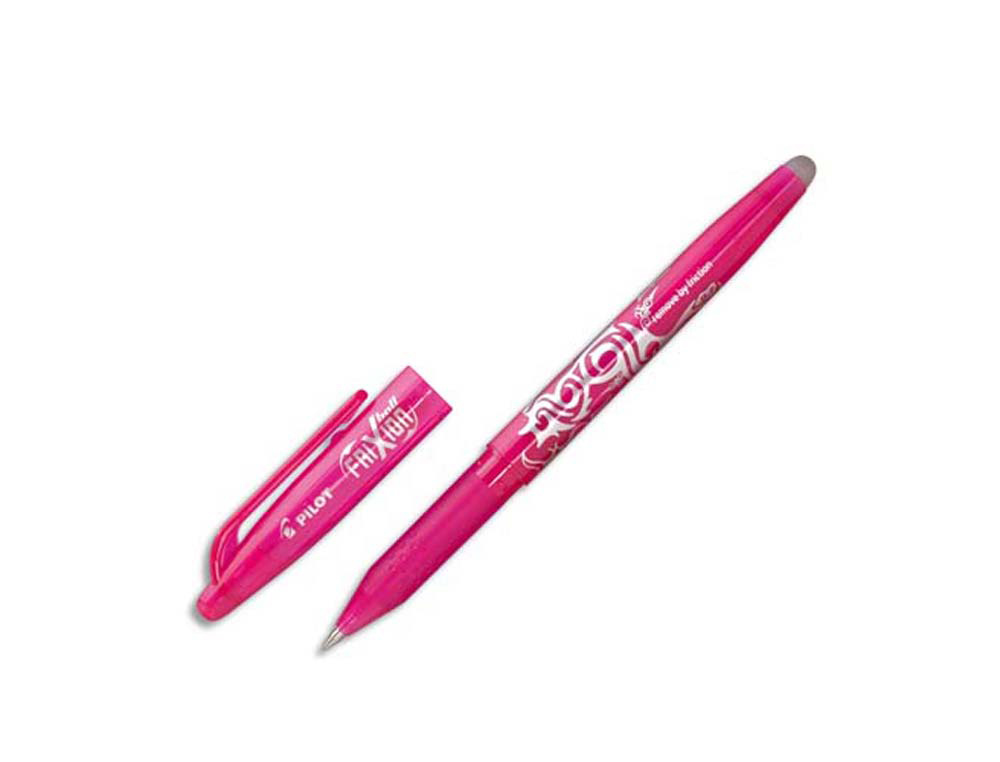 Roller pilot frixion ball écriture moyenne 0.5mm encre effaçable grip préhension rechargeable gomme sertie coloris rose