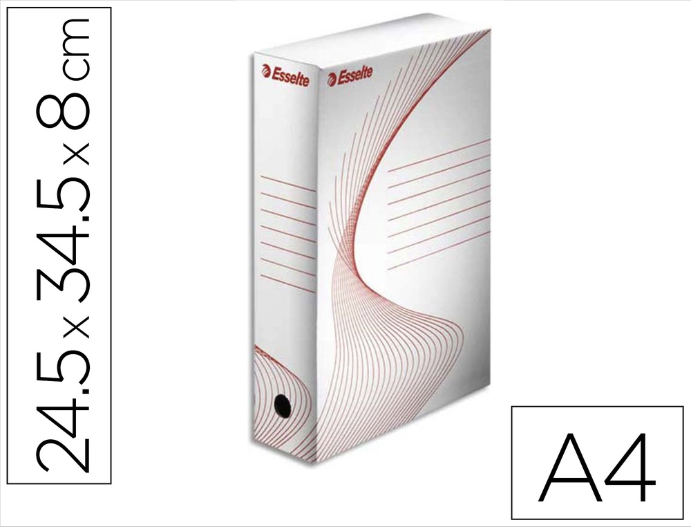 Boîte archives esselte standard carton ondulé recyclable a4 245x345mm dos 80mm assemblage manuel facil coloris blanc