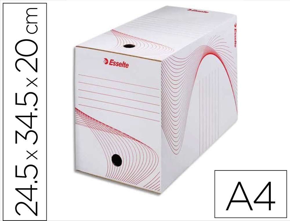 Boîte archives esselte standard carton ondulé recyclable a4 245x345mm dos 200mm assemblage manuel facil coloris blanc