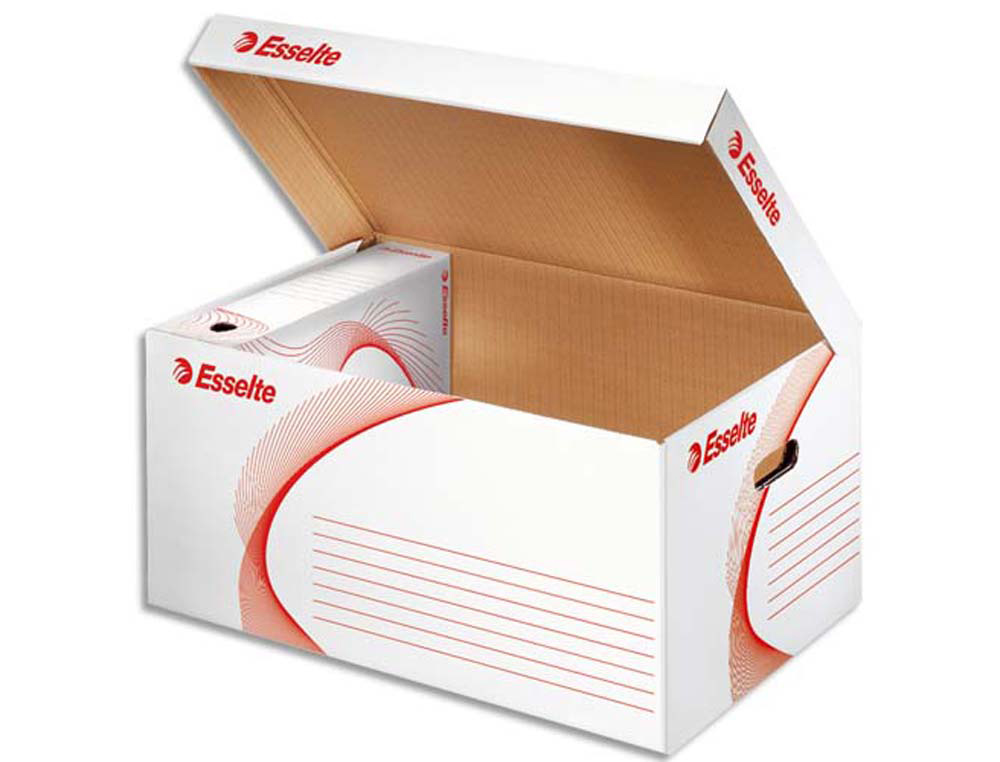 Conteneur esselte carton ondulé blanc recyclable taille l 365x255x550mm 5/6 boîtes couvercle rabattable ouverture dessus