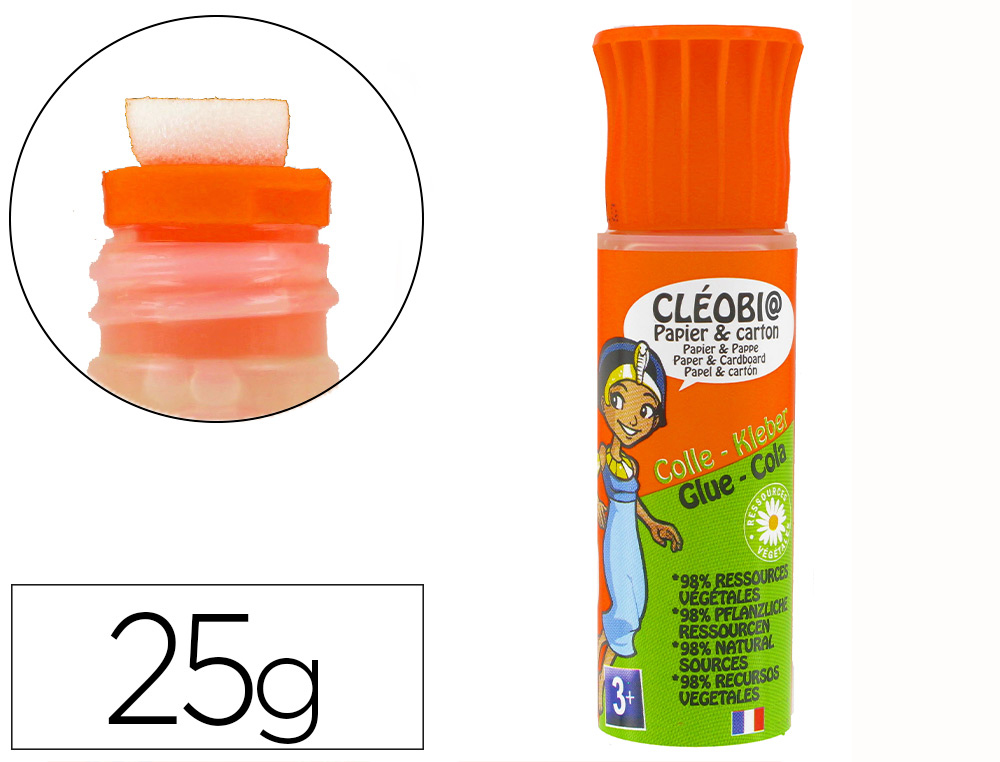Colle scolaire cléopâtre cléobio liquide forte prise différée etendeur mousse rechargeable flacon 25g