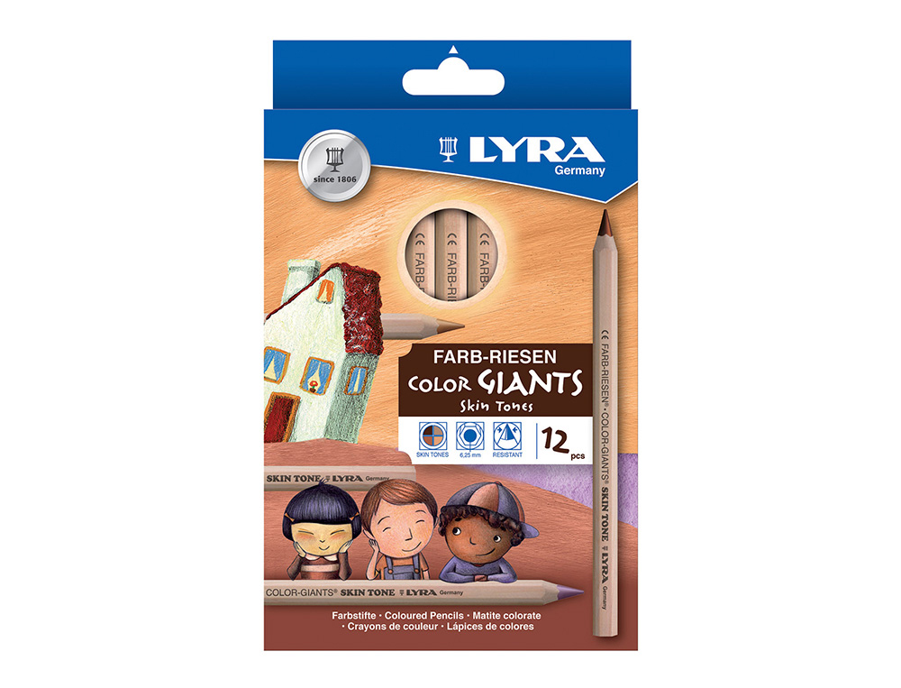 Crayon couleur lyra skin tones gros module étui plastique 12 unités