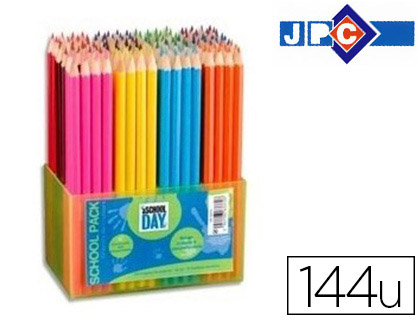Crayon couleur jpc school day 180mm coloris assortis schoolpack 144 unités