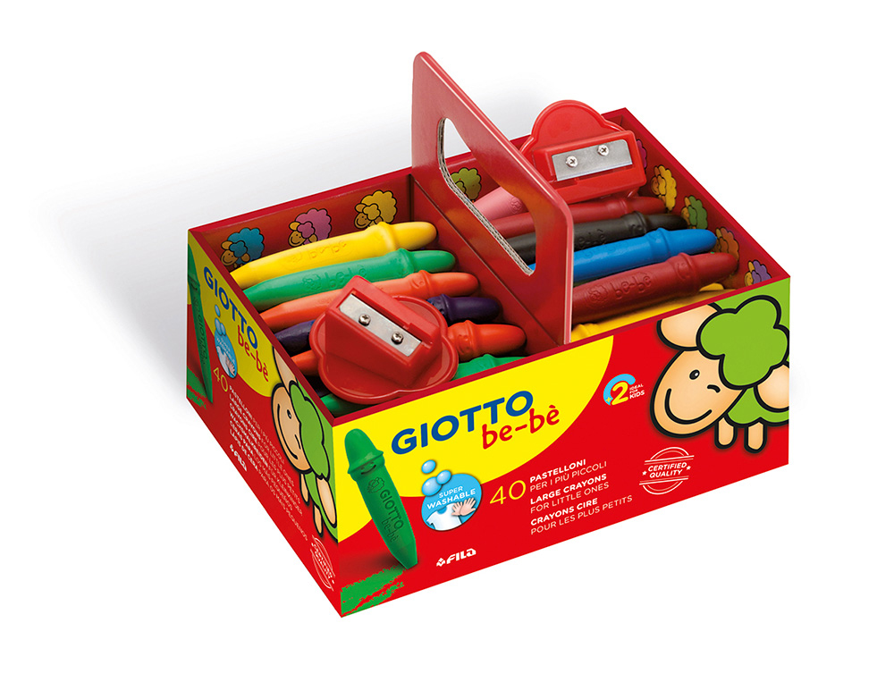 Craie coloriage giotto be-bè résistante coloris assortis coffret scolaire 40 craies 2 taille-crayons offerts