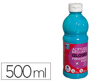 Peinture acrylique lefranc bourgeois glossy fluide brillante indélébile multi-supports turquoise flacon 500ml