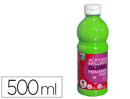 Peinture acrylique lefranc bourgeois glossy fluide brillante indélébile multi-supports vert anis flacon 500ml